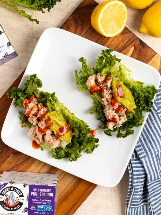 Henry and Lisa’s wild Alaskan pink salmon lettuce wraps
